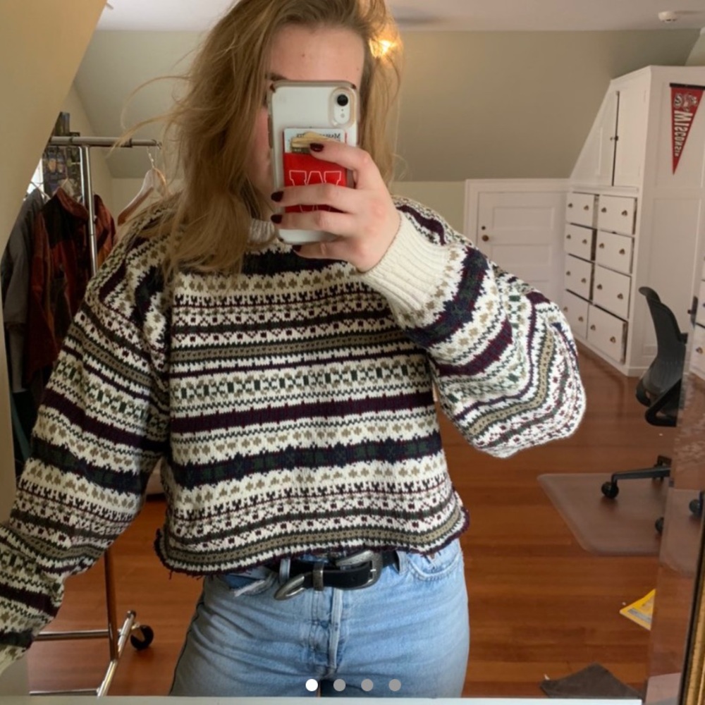 Vintage Bill Blass cropped sweater 80’s pattern